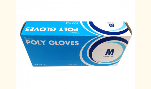 Disposable Polythene Food Grade Gloves - Medium Blue - 500 pack